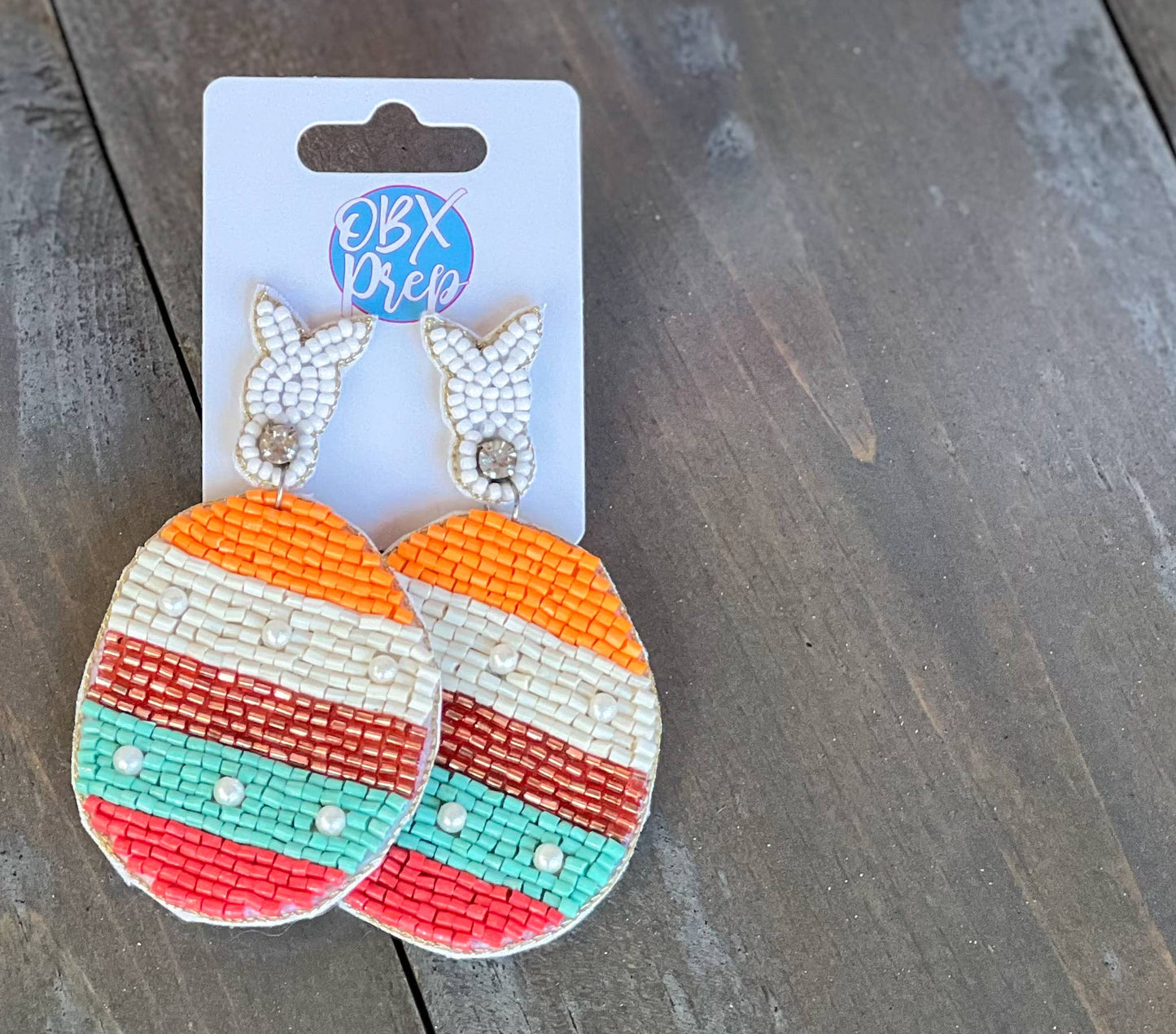 Easter Bunny Beaded Dangle Earrings