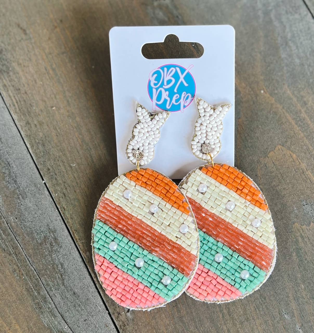 Easter Bunny Beaded Dangle Earrings