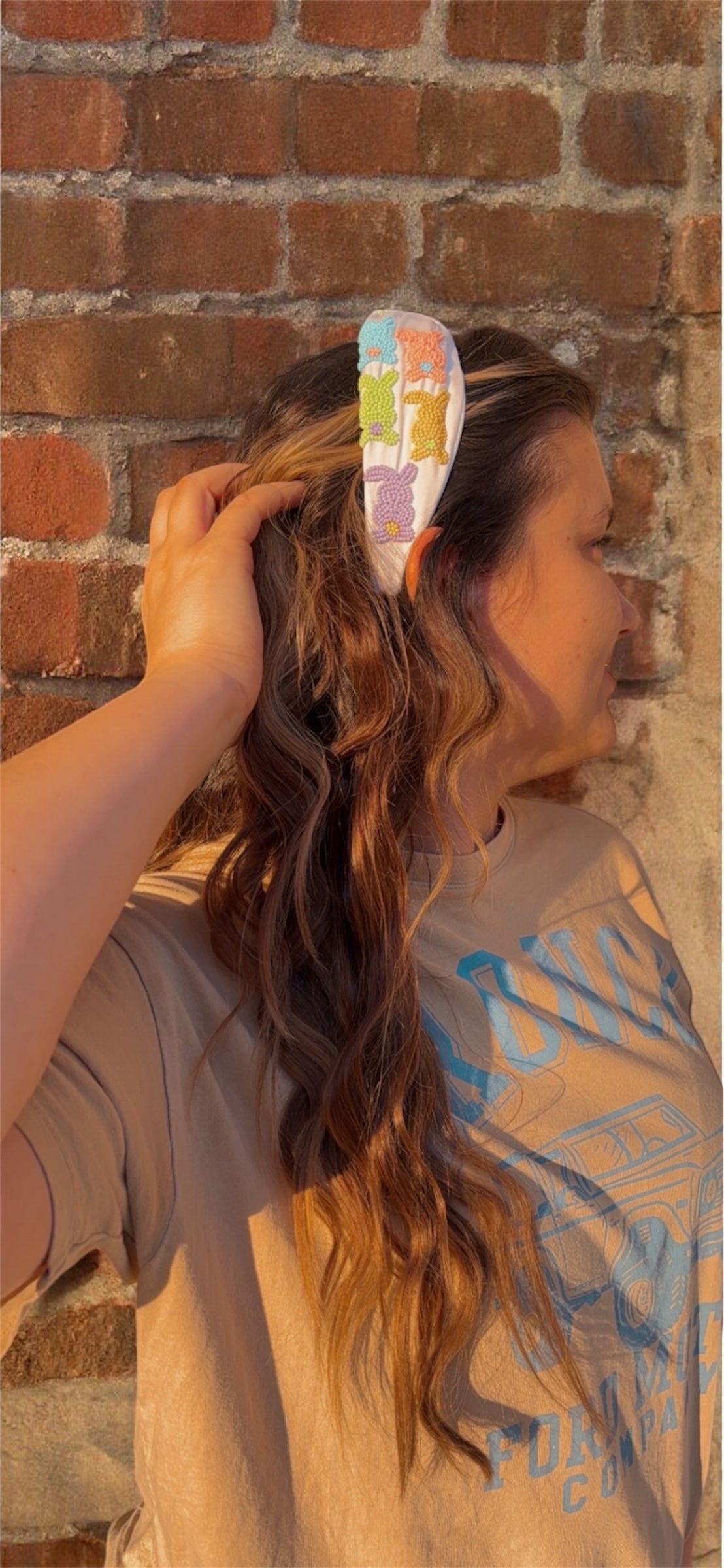 Easter Bunny Bums Seed Bead Front Knot Headband