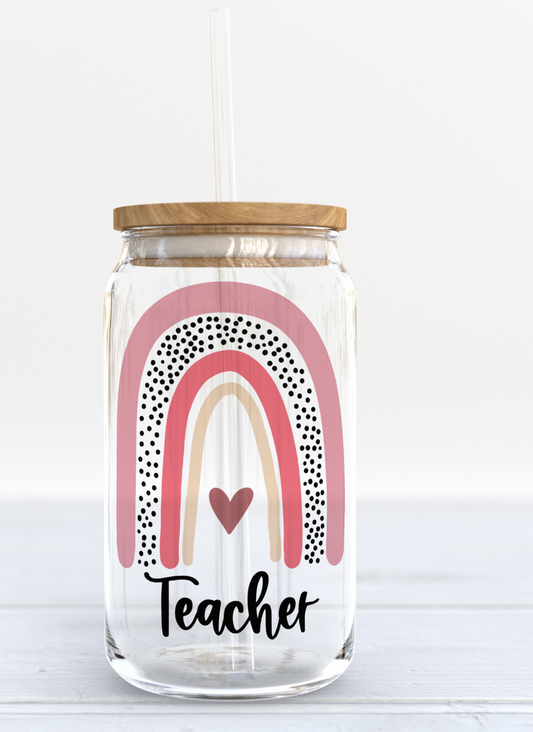 Teacher Rainbow 16oz Glass