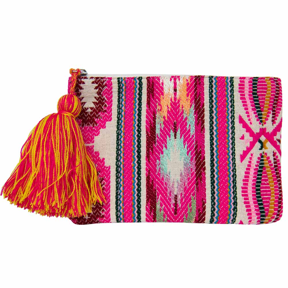 Boho Cotton Acrylic Purse With Tassel for Women